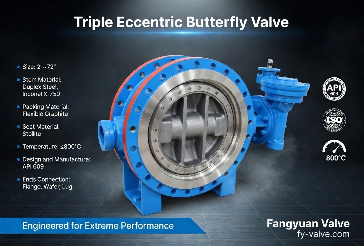 Triple Eccentric Butterfly Valve designed for demanding industrial applications, offering lower wear and stronger long-term sealing for oil, chemical, metallurgy, and hydropower industries
